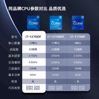 intel/英特尔12代酷睿i7-12700F盒装处理器 12核20线程电脑cpu