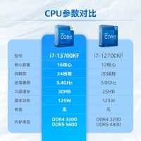 intel/英特尔13代酷睿i7-13700KF盒装处理器 16核心24线程电脑CPU