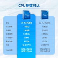 intel/英特尔 13代酷睿i7-13700K盒装处理器 16核心24线程电脑CPU